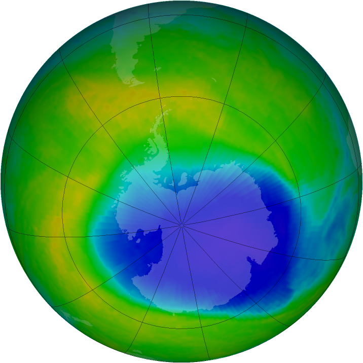 Antarctic ozone map for 21 November 2001